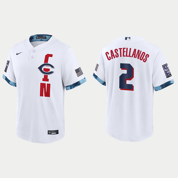 Men's Cincinnati Reds #2 Nick Castellanos 2021 White All-Star Cool Base Stitched MLB Jersey